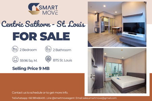 🔥 Sale with tenant !!🔥 Code C20221200153..........Centric Sathorn - St. Louis, 2 bedroom, 2 bathroom, high floor 20++, furnished, Special Deal!!📣📣