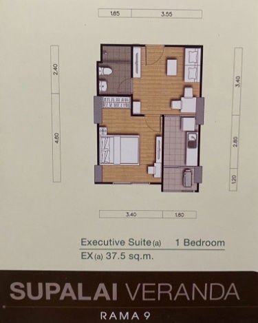 รูป ให้ เช่า คอนโด M1205 Supalai Veranda พระราม 9 37.5 ตรม - รูปที่ 8/8