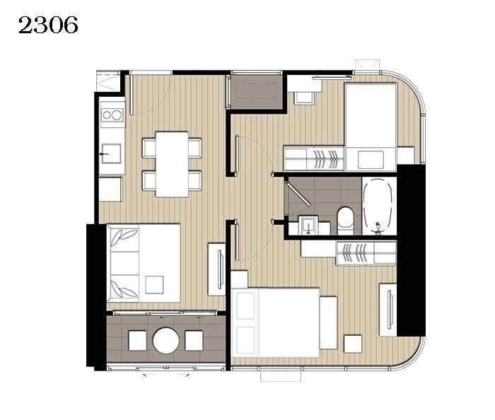 รูป Rent Ashton asoke  Size 46.86 sq.m.   2bedroom 3-side view featured  with bathtub ,curved glass windows ,corner unit - รูปที่ 8/8