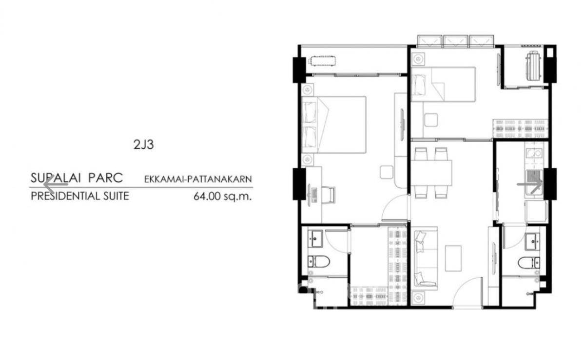 รูป คอนโด 2-ห้องนอน ที่ ศุภาลัย ปาร์ค เอกมัย-พัฒนาการ ใกล้ ARL รามคำแหง (ID 1881032) - รูปที่ 7/7