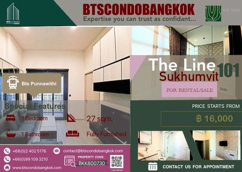 🔥🌈□■The Line Sukhumvit 101 1BR 27 sq.m nice decoration fully furnished  with the best price for rental■□
