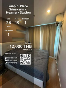SGVJIV Condo For Rent Lumpini Place Srinakarin - Huamark Station 26 Sq.M. Floor 19 line id : @livinglegacy