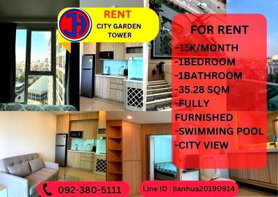 Condos for rent Pattaya City Hospital : Condo for rent - City Garden tower condominium 1bedroom 1bathroom 35sqm. - 15k per month
