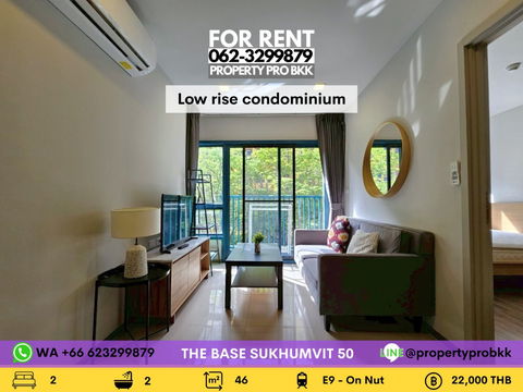 🌟🌟 For Rent The Base Sukhumvit 50: 2 bedrooms on low floor near BTS On Nut