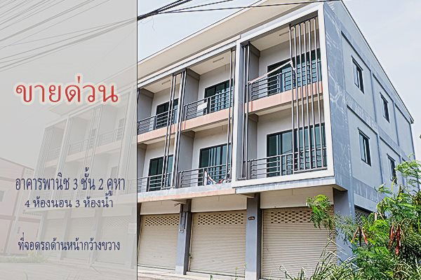 รูป ขายด่วน อาคารพาณิชย์ 3 ชั้น 2 คูหาเปิดโล่ง ติดถนนใหญ่ ใกล้แยกหนองชาก บ้านบึง - รูปที่ 1/11