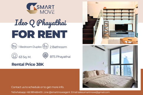 🔥 สำหรับเช่า !!🔥 Code C20250700065..........Ideo Q Ratchathewi, 1 ห้องนอน Duplex, 2 ห้องน้ำ, ชั้นสูง 36++, วิวเมือง, แต่งครบ, พร้อมเข้าอยู่ 📣📣
