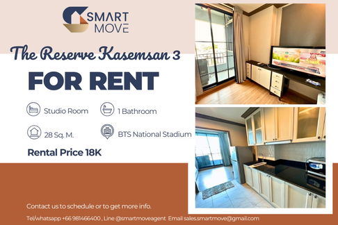 🔥 สำหรับเช่า !!🔥 Code C20250200083..........The Reserve Kasemsan 3, ห้องสตูดิโอ, 1 ห้องน้ำ, ห้องมุม, แต่งครบ, พร้อมเข้าอยู่ 📣📣