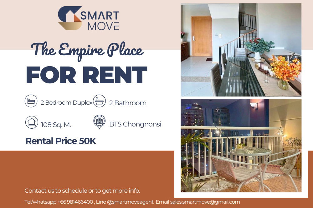 picture 🔥 For Rent !!🔥 Code C20230207904..........The Empire Place, 2 bedroom Duplex, 2 bathroom, high floor 13++, furnished, ready to move in 📣📣 - 1/8