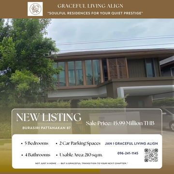 For Sale | Burasiri Pattanakarn 87 – 4 Bedroom Home | Northern Facing | Tranquil Family Space
