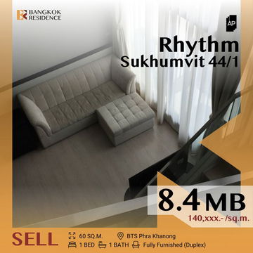 ✨Duplex  คอนโดแต่งครบ, ทำเลใจกลางสุขุมวิท ✨ Rhythm Sukhumvit 44/1 ใกล้ BTS พระโขนง 