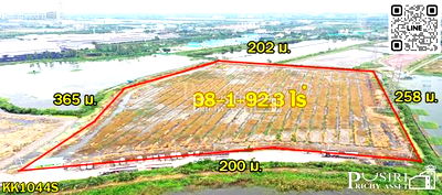 ขายที่ดิน : ที่สวยสร้างโกดัง 38 ไร่เศษ หน้ากว้างถึง 200 ม. ติดถนนที่รถเทรลเลอร์เข้าออกสบาย ใกล้ถนนบ้านแพ้ว พระราม 2 คุ้มค่ากว่าที่อื่นๆ 17% - KK1044S
