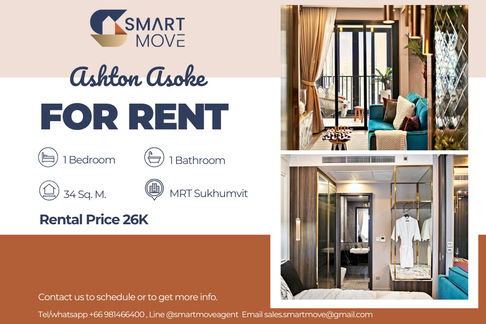 🔥 สำหรับเช่า !!🔥 Code C20231000162..........Ashton Asoke, 1 ห้องนอน, 1 ห้องน้ำ, ชั้นสูง 14++, แต่งครบ, พร้อมเข้าอยู่ 📣📣