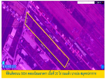 Land for sale : Purple, build a factory, build a warehouse, storage area 20 rai, Bangna-Trad Road, km. 35 Khlong Niyom Yatra, Bang Bo, Samut Prakan