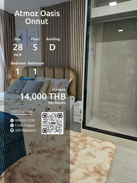 SJ25YP Condo For Rent Atmoz Oasis Onnut 28 Sq.M. Floor 5 Building D line id : @livinglegacy