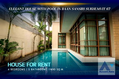 Houses for rent Rama 4 Road : 🔼🔽 AccomA 📩 Elegant house with pool in Baan Sansiri Sukhumvit 67 (AA27837)