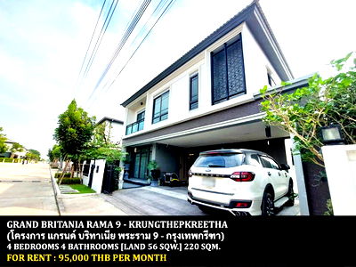 Houses for rent : FOR RENT GRAND BRITANIA RAMA 9 - KRUNGTHEPKREETHA / 4 bedrooms 4 bathrooms / 56 Sqw. 220 Sqm. **95,000** CLOSE TO SUVARNABHUMI AIRPORT
