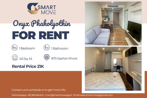 🔥 For Rent !! 🔥 Code C20230201858..........Onyx Phaholyothin, 1 bedroom, 1 bathroom, high floor 11++, furnished, ready to move in 📣📣