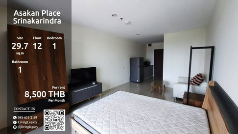 SGKAH4 Condo For Rent Asakan Place Srinakarindra 29.7 Sq.M. Floor 12 line id : @livinglegacy