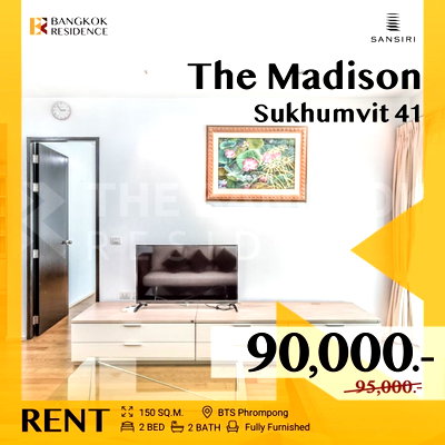 คอนโดให้เช่า : The Madison Condominium Sukhumvit 41 💥 ใหม่! ยูนิตกว้างใจกลางสุขุมวิท-พร้อมพงษ์ ใกล้ BTS พร้อมพงษ์