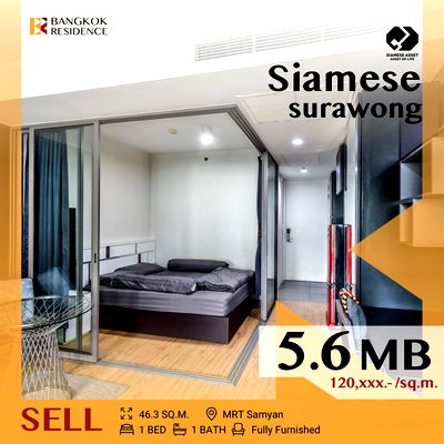 คอนโด MRT สามย่าน : 🩵 Modern unit!! Fully furnished, 🩵 Siamese surawong near MRT Sam Yan
