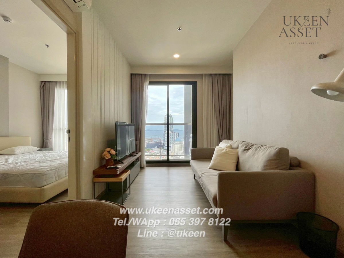picture UK01-008 For rent KEEN Centre Sriracha Condo 40 sq m. (1 bedroom) 12A floor, city view, beautiful and eye-catching. Free cleaning maid 2 times/week! - 6/15