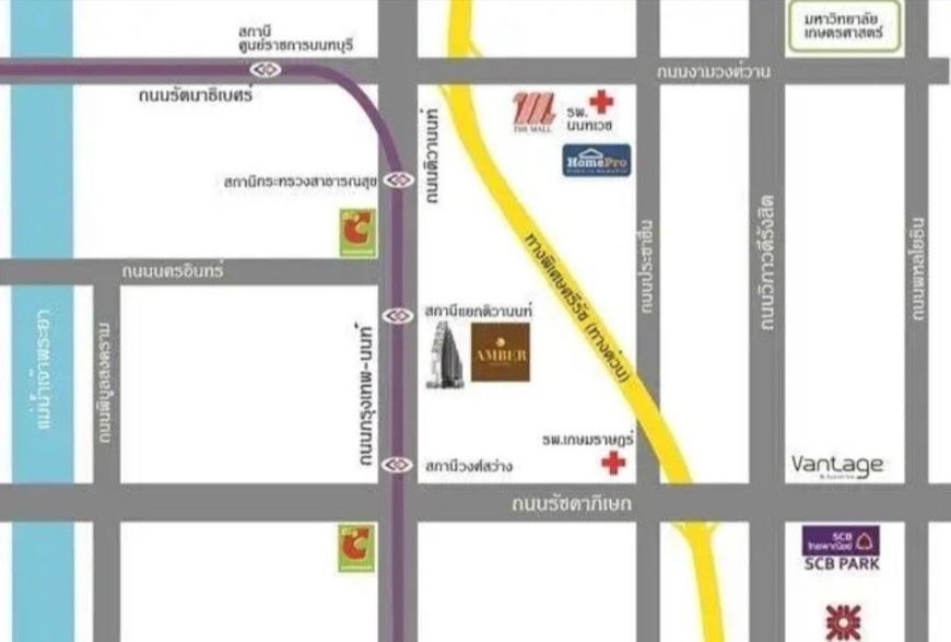 picture P1127 Condo for rent Amber by Eastern Star, next to MRT, purple, open view, built-in room, beautifully decorated, ready to move in. - 15/15