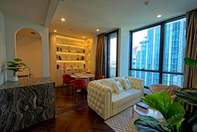 คอนโดให้เช่า : ให้ เช่า คอนโดหรูห้องพิเศษ ESSE Sukhumvit 36 ติด BTS ทองหล่อ 2 นอน จอดรถได้ 2 คัน 77 ตรม ชั้น 21 สัญญาขั้นต่ำ 1 ปี