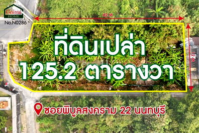 ที่ดิน ถนนวงศ์สว่าง : ที่ดินเปล่า 125.2 ตารางวา ซอยพิบูลสงคราม 22 ซอยวัดกำแพง ราคาถูกมาก