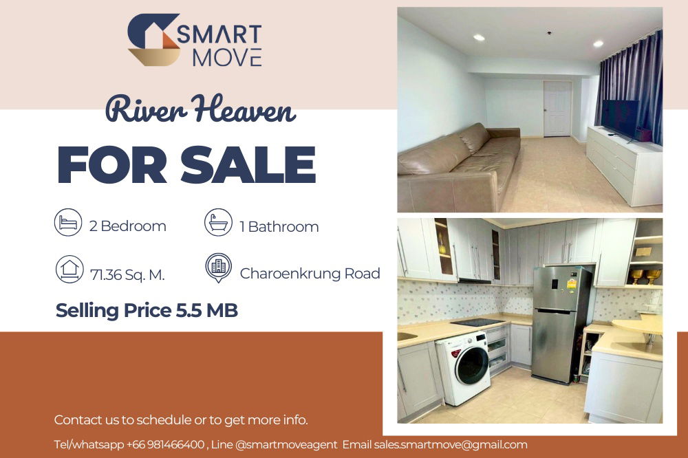 รูป 🔥 สำหรับขาย !!🔥 Code C20221203443..........River Heaven, 2 ห้องนอน, 1 ห้องน้ำ, ชั้นสูง 13++, แต่งครบ, ห้องครัวบิ้วอิน, ราคาพิเศษ!!📣📣 - รูปที่ 1/8