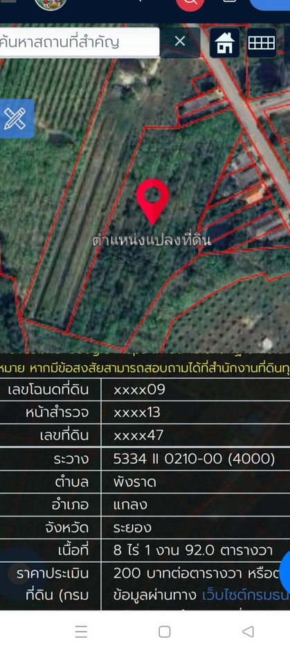 รูป ขายที่ดิน 8 ไร่ 192 ตร.ว. มีโฉนด ต.พังราด อ.แกลง ติดถนนชุมชน - รูปที่ 12/14