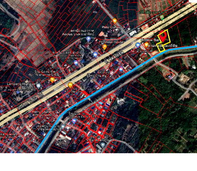 ที่ดิน เมืองลำปาง ลำปาง : ที่ดินติดถนนพหลโยธิน+ติดคลอง  ลำปาง 2 ไร่ 74 ตร.ว ทำเลทอง ใกล้เมือง