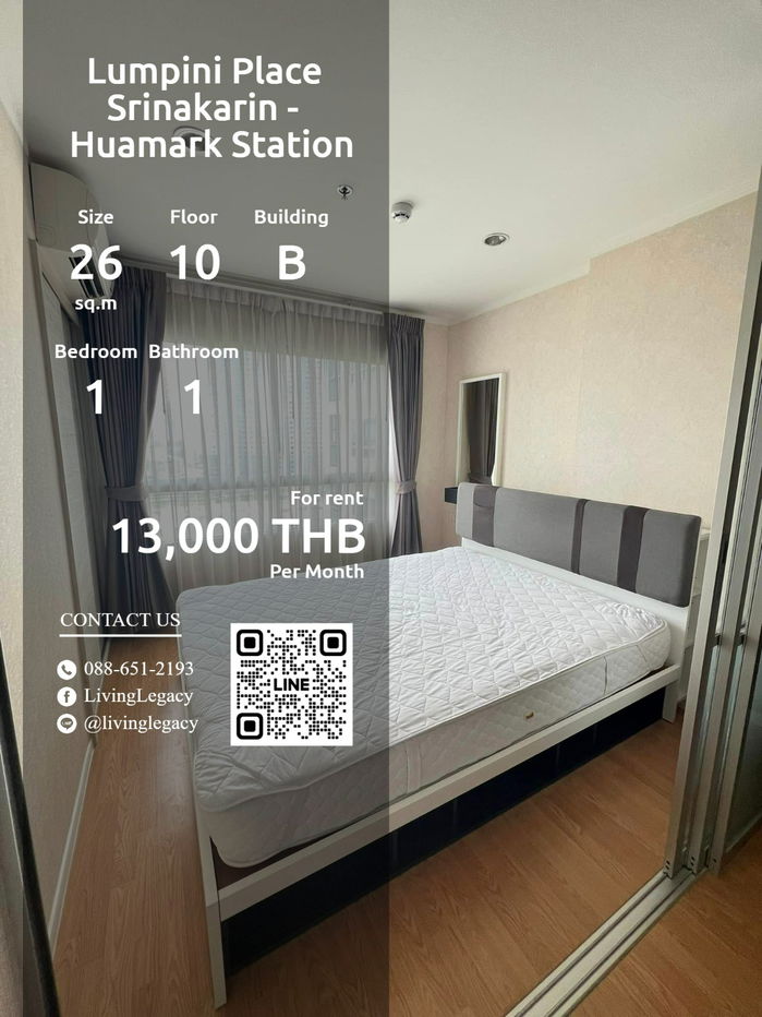 รูป SIEFRT ให้เช่าคอนโด Lumpini Place Srinakarin - Huamark Station 26 ตร.ม. ชั้น 10 ตึก B line id : @livinglegacy - รูปที่ 1/16