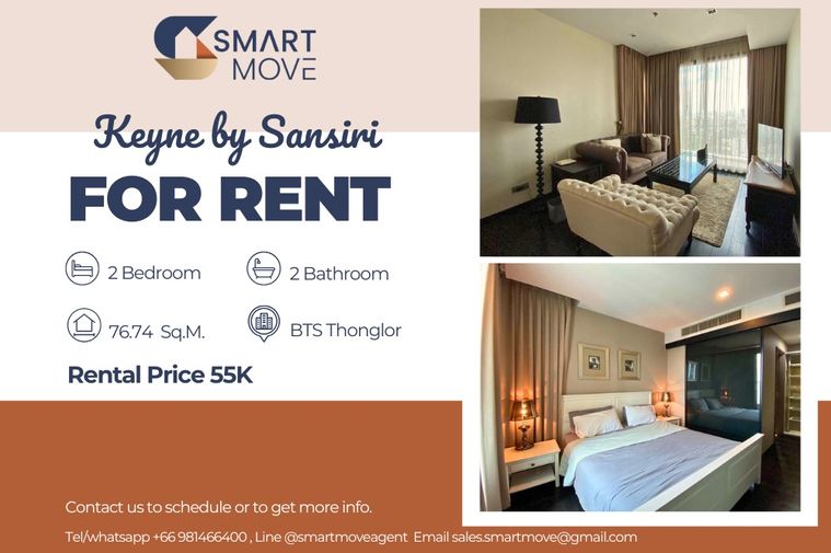 🔥 สำหรับเช่า !! 🔥 Code C20221208952..........Keyne by Sansiri, 2 ห้องนอน, 2 ห้องน้ำ, ชั้นสูง 15++, แต่งครบ, พร้อมเข้าอยู่ 📣📣