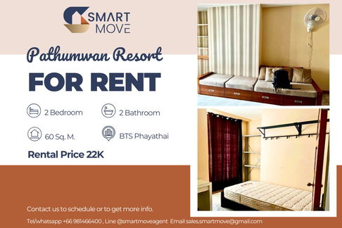 🔥 For Rent !! 🔥 Code C20240302073..........Pathumwan Resort, 2 bedroom, 2 bathroom, Good location, furnished, ready to move in 📣📣