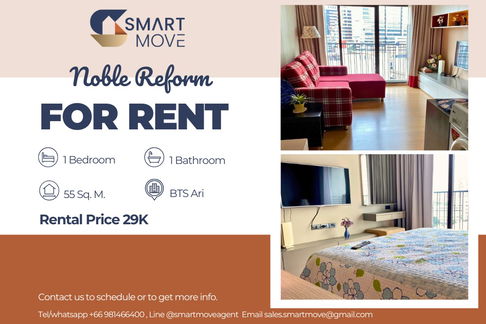 🔥 สำหรับเช่า !! 🔥 Code C20240300908..........Noble Reform, 1 ห้องนอน, 1 ห้องน้ำ, ชั้นสูง 10++, แต่งครบ, พร้อมเข้าอยู่ 📣📣