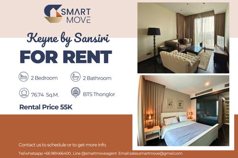 🔥 For Rent !! 🔥 Code C20221208952..........Keyne by Sansiri, 2 bedroom, 2 bathroom, high floor 15++, furnished, ready to move in 📣📣