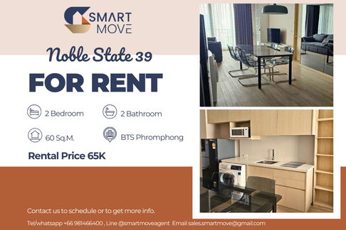 🔥 For Rent !! 🔥 Code C20250800010..........Noble State 39, 2 bedroom, 2 bathroom, high floor 17++, corner room, furnished, ready to move in 📣📣