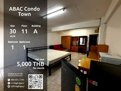Condos for rent Bangkok : SOMM61 Condo For Rent ABAC Condo Town 30 Sq.M. Floor 11 Building A line id : @livinglegacy