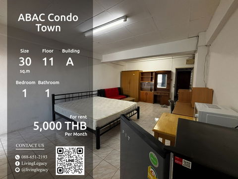 SOMM61 Condo For Rent ABAC Condo Town 30 Sq.M. Floor 11 Building A line id : @livinglegacy