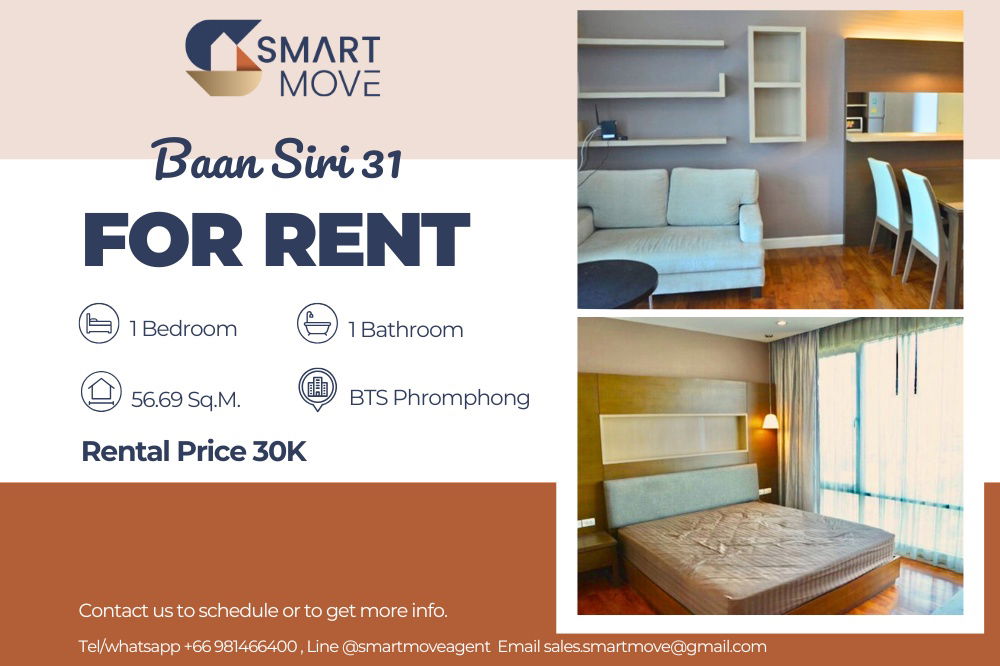 picture 🔥 For Rent !! 🔥 Code C20221206628..........Baan Siri 31, 1 bedroom, 1 bathroom, high floor 13++, furnished, ready to move in 📣📣 - 1/9