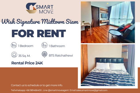 🔥 For Rent !!🔥 Code C20230106623..........Wish Signature Midtown Siam, 1 bedroom, 1 bathroom, high floor 11++, furnished, ready to move in 📣📣