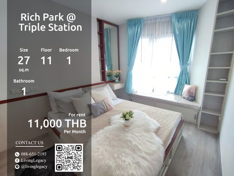 SIIC55 Condo For Rent Rich Park @ Triple Station 27 Sq.M. Floor 11 line id : @livinglegacy