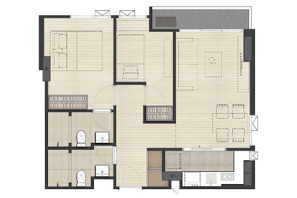 picture 📣 Urgent! 2BR Condo for sale at Chambers Chaan Ladprao-Wang Hin, 4th flr. corner unit near BTS Sena Nikhom Station - 37/38