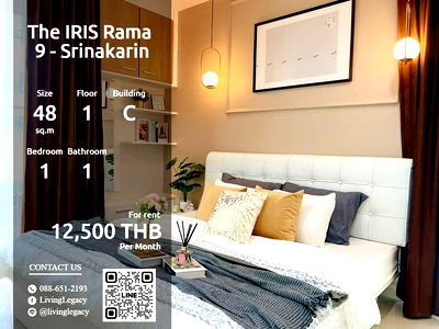 คอนโดให้เช่า : SLGAXI ให้เช่าคอนโด The IRIS Rama 9 - Srinakarin 48 ตร.ม. ชั้น 1 ตึก C line id : @livinglegacy