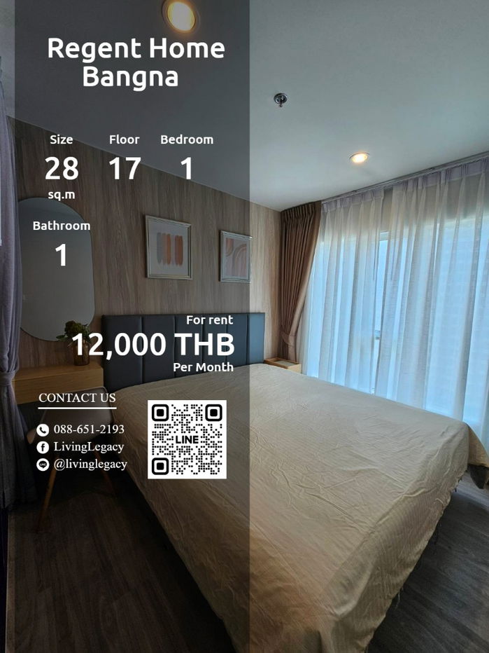 รูป T0IGNR ให้เช่าคอนโด Regent Home Bangna 28 ตร.ม. ชั้น 17 line id : @livinglegacy - รูปที่ 1/6