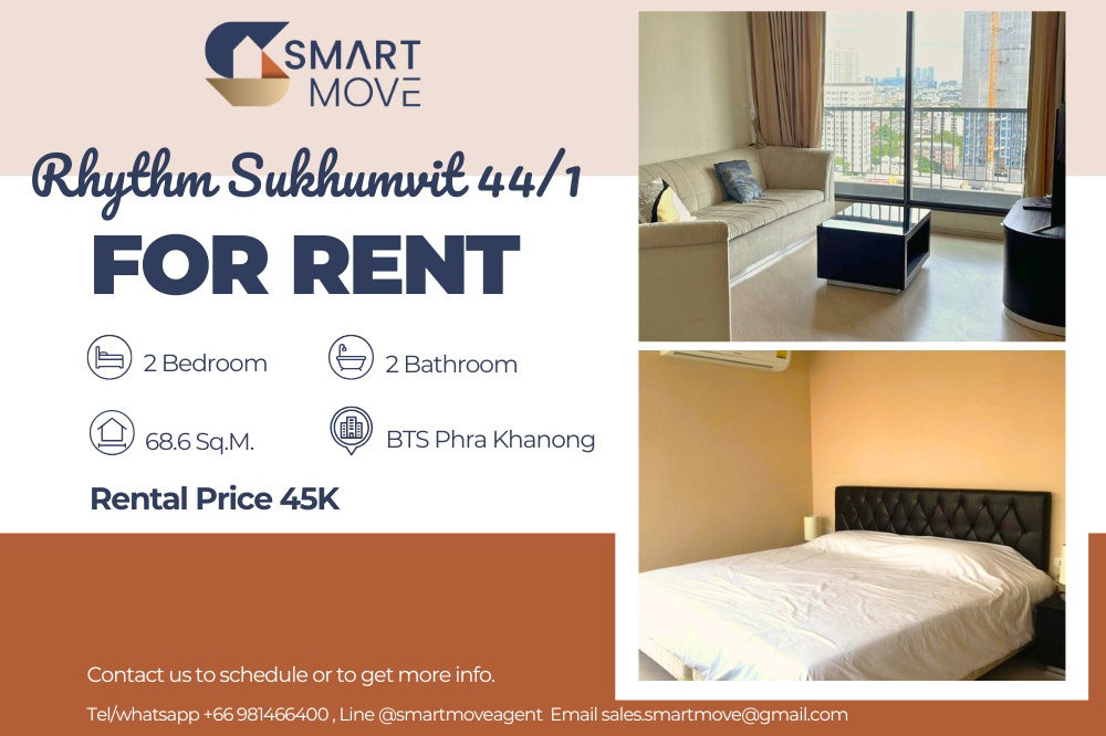 รูป 🔥 สำหรับเช่า !! 🔥 Code C20230203190..........Rhythm Sukhumvit 44/1, 2 ห้องนอน, 2 ห้องน้ำ, ชั้นสูง 16++, แต่งครบ, พร้อมเข้าอยู่ 📣📣 - รูปที่ 1/7
