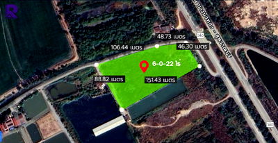 ขายที่ดิน : ขายที่ดินเปล่า 6-0-22 ไร่ ติดถนนบางบัวทอง-สุพรรณบุรี (304) แปลงมุม