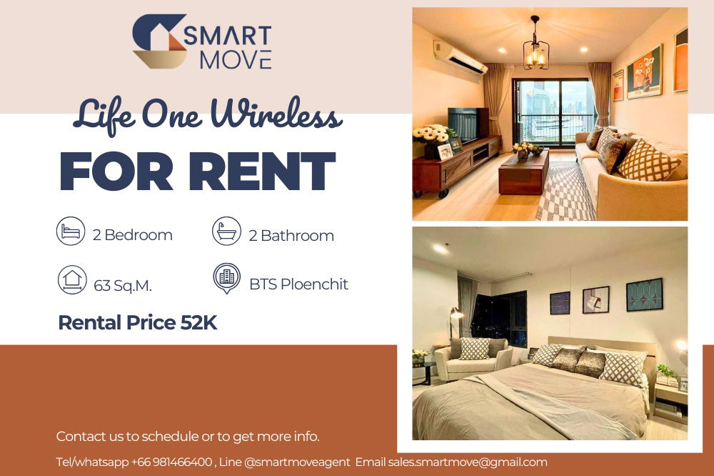 picture 🔥 For Rent !! 🔥 Code C20221209357..........Life One Wireless, 2 bedroom, 2 bathroom, high floor 34++, furnished, ready to move in 📣📣 - 1/8