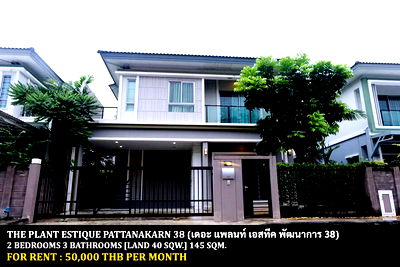 เช่าบ้านเดี่ยว ถนนศรีนครินทร์ : [ให้เช่า] หมู่บ้าน เดอะ แพลนท์ เอสทีค พัฒนาการ 38 / 2 ห้องนอน 3 ห้องน้ำ / 40 ตรว. 145 ตรม. **50,000** บ้านเดี่ยวตกแต่งสวย เพียง 15 นาทีจากทองหล่อ