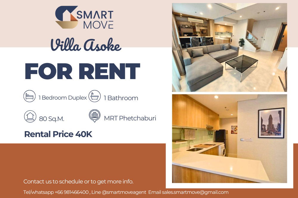 picture 🔥 For Rent !! 🔥 Code C20250800009..........Villa Asoke, 1 bedroom, 1 bathroom Duplex, furnished, ready to move in 📣📣 - 1/9